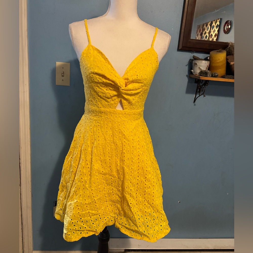 Shein, Lemon Yellow, Eyelet, Summer Dress